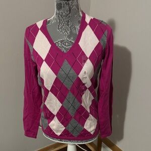 Tommy Hilfiger Pink, Gray and Light PinkArgyle Sweater